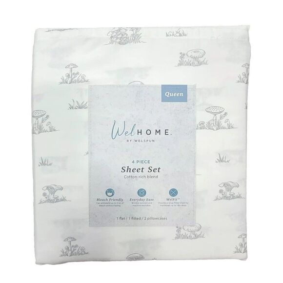 Welhome Cotton Rich Sateen 320TC Classic Mushroom 4pc Sheet Set - Picture 4 of 11